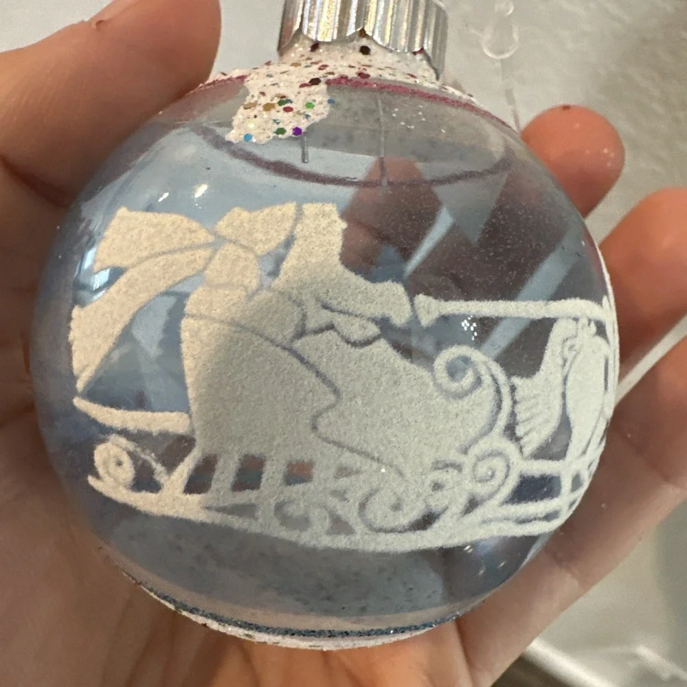 Christopher Radko Winter Sleigh Stencil Glass Shiny Brite Christmas Ornament